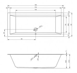 Акриловая ванна Riho Lugo B135001005 190х80см белый